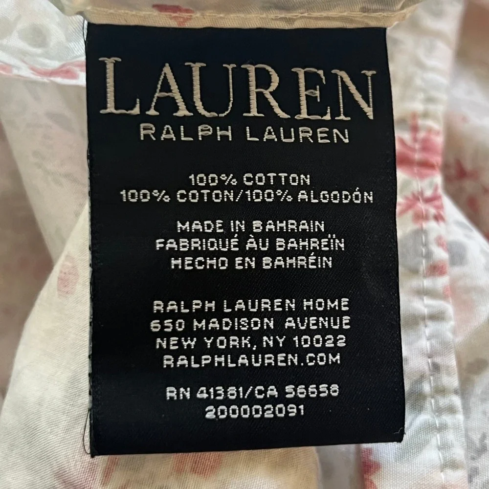 Lauren Ralph Lauren Vintage Cottage Floral Twin Sheet Set 3Pc Cotton Pink Sage